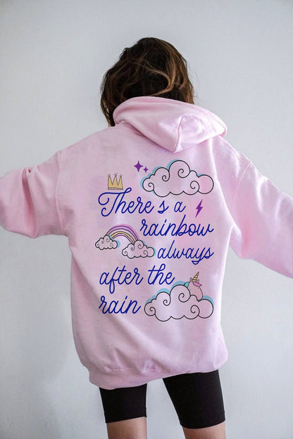 There's a rainbow always after the rain hoodie | rainbow hoodie | aesthetic hoodie | vcso girl hoodie | preppy hoodie | pastel hoodie tumblr