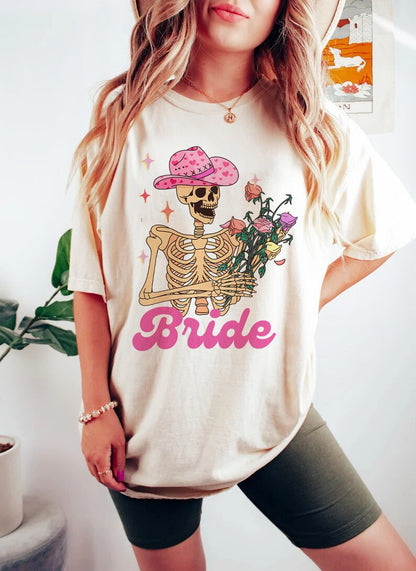 Retro style skeleton bride shirt