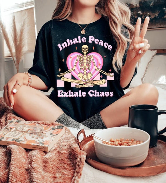 Inhale peace exhale chaos shirt