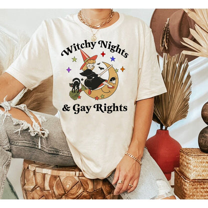 Witchy nights and gay rights shirt