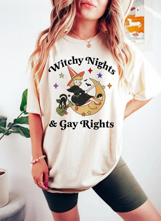 Witchy nights and gay rights shirt