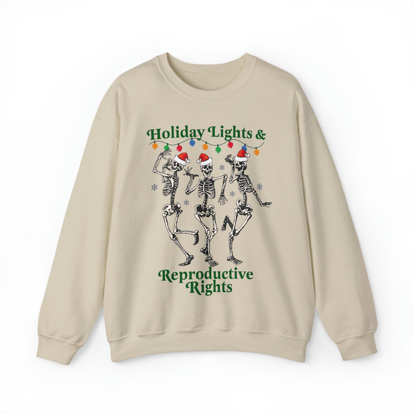 Holiday lights and reproductive rights sweatshirt