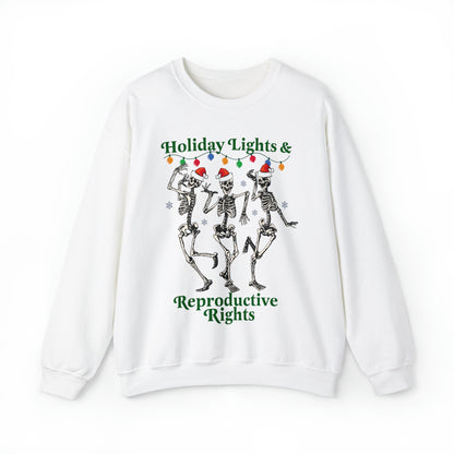 Holiday lights and reproductive rights sweatshirt