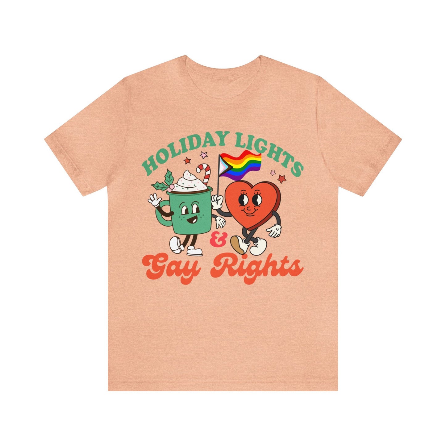 Holiday lights and gay rights shirt | lgbtq pride christmas | gay xmas | retro queer christmas | lesbian | holiday | bisexual | trans xmas