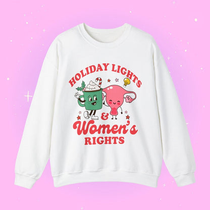 Holiday lights and women's rights | retro feminist christmas | reproductive rights | pro roe | pro choice | abortion rights | activism |