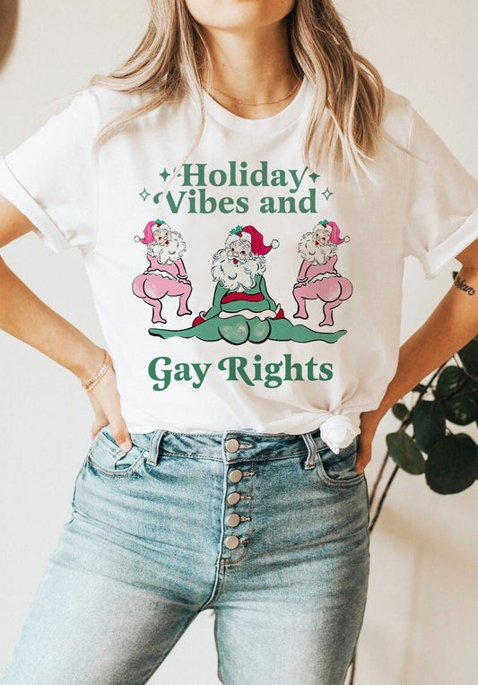 Holiday gay rights shirt | lgbtq pride christmas shirt | queer xmas | holigay | gay santa dancing | lesbian christmas | bisexual | enby |