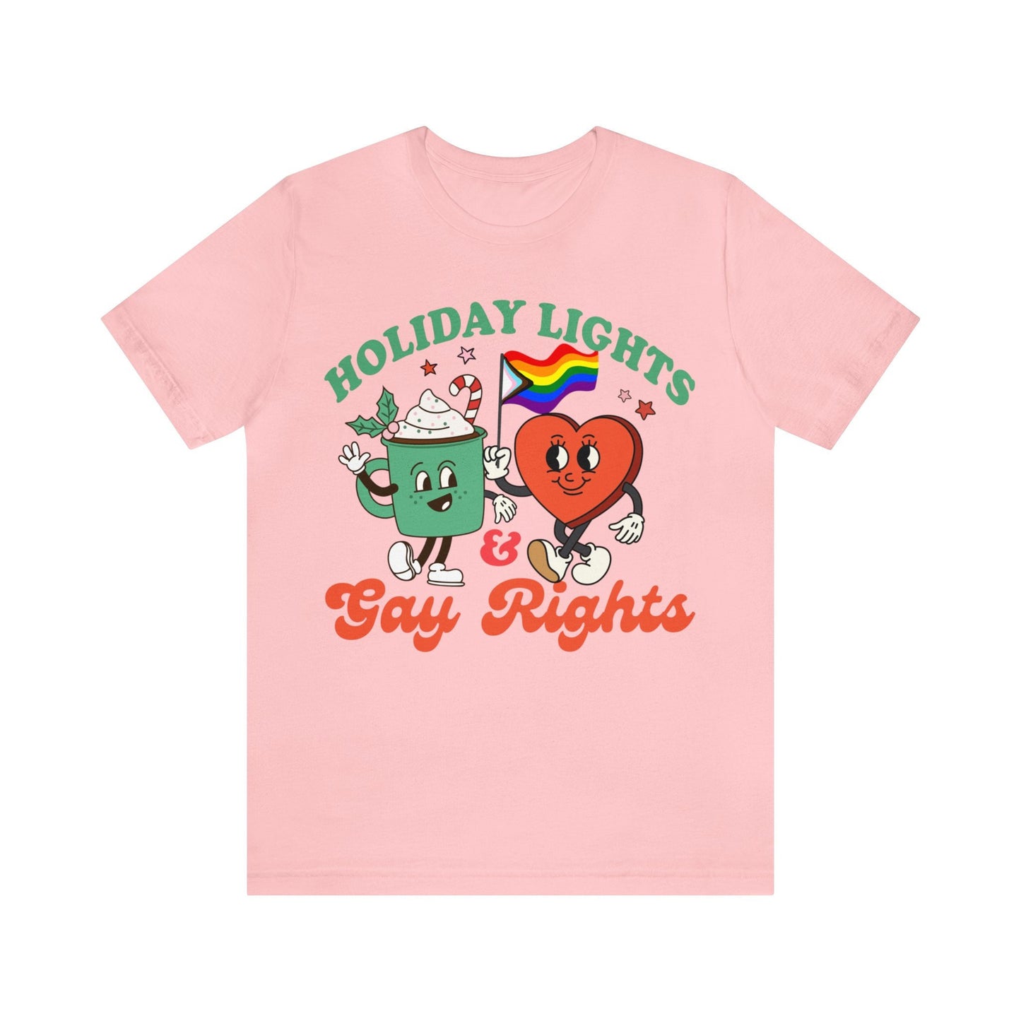 Holiday lights and gay rights shirt | lgbtq pride christmas | gay xmas | retro queer christmas | lesbian | holiday | bisexual | trans xmas