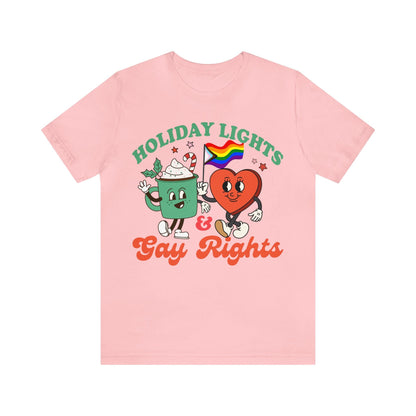 Holiday lights and gay rights shirt | lgbtq pride christmas | gay xmas | retro queer christmas | lesbian | holiday | bisexual | trans xmas