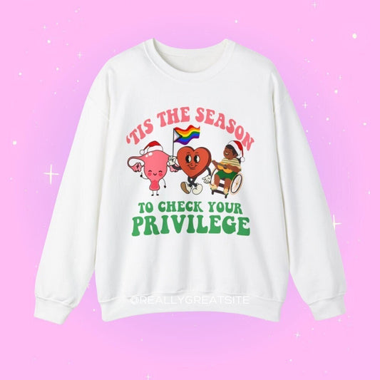 Tis the season to check your privilege | retro feminist christmas | human rights | reproductive rights | lgbtq pride | disability pride