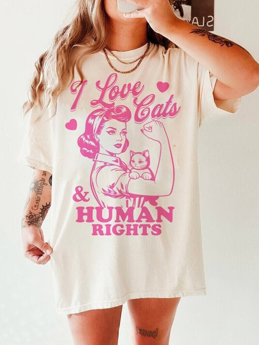 I love cats and human rights shirt