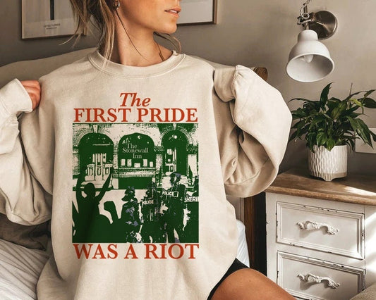 The first pride was a riot sweatshirt | queer riot | queer punk | acab | trans sweatshirt | subtle pride shirt | bisexual sweatshirt | trans