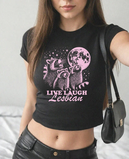 Live Laugh Lesbian | lesbian crop | funny lesbian shirt | retro lesbian shirt | lesbian clothes | pride merch | lesbian fashion | cool queer