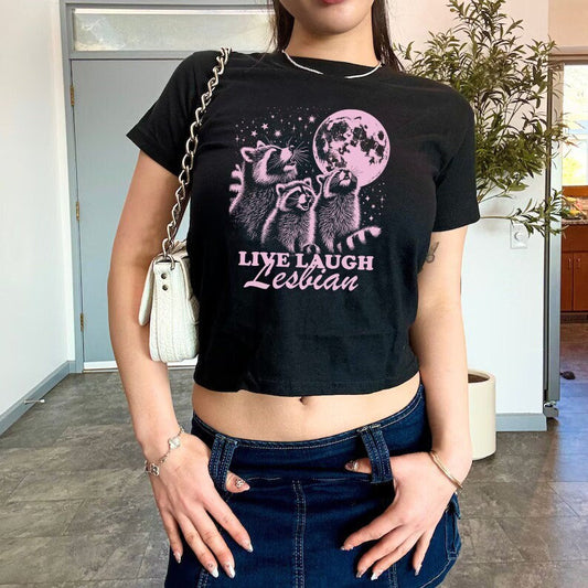 Live Laugh Lesbian | lesbian crop | funny lesbian shirt | retro lesbian shirt | lesbian clothes | pride merch | lesbian fashion | cool queer