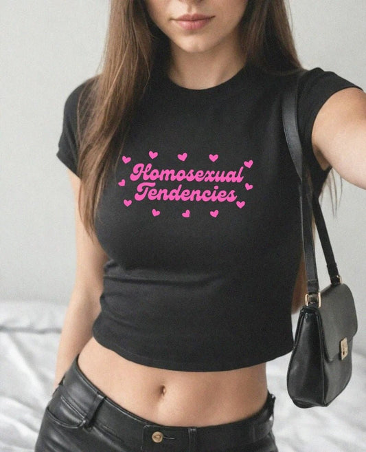 Homosexual tendencies | funny gay shirt | lesbian crop | bisexual crop | retro lesbian shirt | pride merch | subtle pride shirt | pan pride