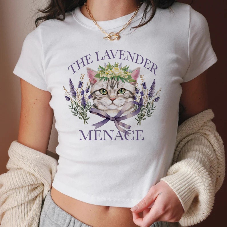 Lavender menace | sapphic shirt | lesbian crop | funny lesbian shirt | retro lesbian shirt | femme lesbian | bi clothing | cool queer shirt