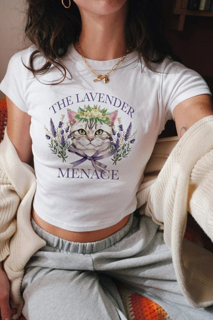 Lavender menace | sapphic shirt | lesbian crop | funny lesbian shirt | retro lesbian shirt | femme lesbian | bi clothing | cool queer shirt