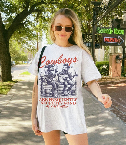 Cowboys are frequently secretly fond of each other | gay cowboy | cool queer shirt | gay boyfriend gift | gay bear shirt | retro lesbian