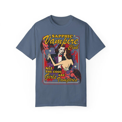 Comfort Colors Sapphic vampire club | lesbian vampires | bisexual vampires | gay vampires | gay halloween gifts | feminist halloween | trans