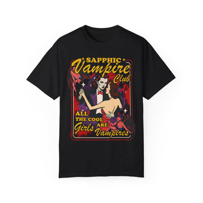 Comfort Colors Sapphic vampire club | lesbian vampires | bisexual vampires | gay vampires | gay halloween gifts | feminist halloween | trans