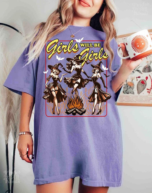 Girls will be girls witch shirt | feminist halloween shirt | burn the patriarchy | halloween witch | feminist witch | funny witch shirt |