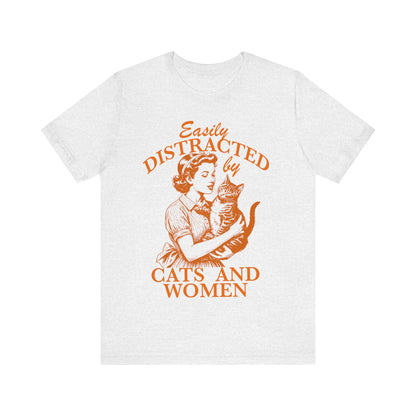 Easily distracted by cats and women | subtle lesbian | lesbian wedding gifts | funny lesbian gifts | femme lesbian shirt  | bisexual shirt