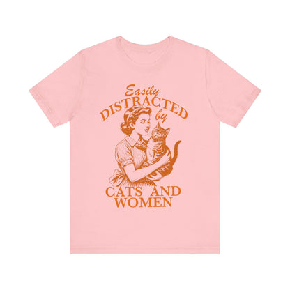 Easily distracted by cats and women | subtle lesbian | lesbian wedding gifts | funny lesbian gifts | femme lesbian shirt  | bisexual shirt