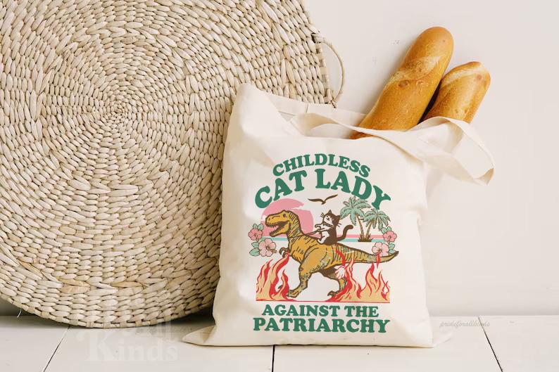 Childless cat lady tote bag | feminist tote bag | Childless cat ladies for Kamala | Harris 2024 | social democrat | leftist gifts| vote blue
