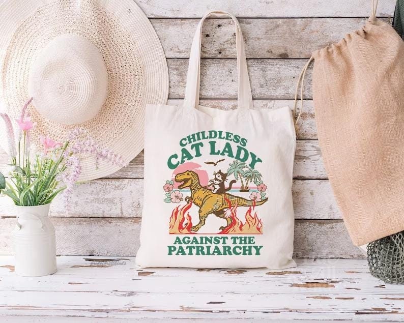 Childless cat lady tote bag