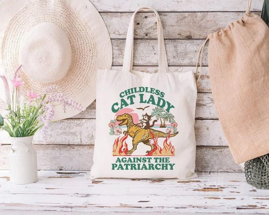 Childless cat lady tote bag