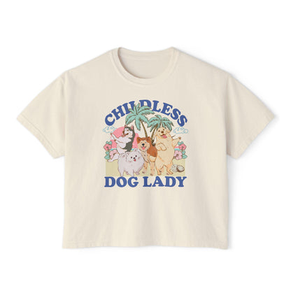 Childless dog lady crop top | boxy tee | semi cropped | childless dog ladies for kamala | feminist crop top | kamala 2024 | social democrat
