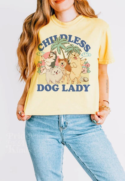 Childless dog lady crop top | boxy tee | semi cropped | childless dog ladies for kamala | feminist crop top | kamala 2024 | social democrat