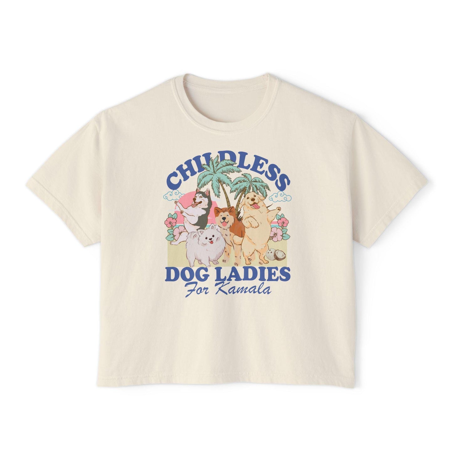 Childless dog lady for Kamala crop top | boxy tee | semi cropped | Childless dog ladies for Kamala | Kamala Coconut | Harris 2024 | feminist
