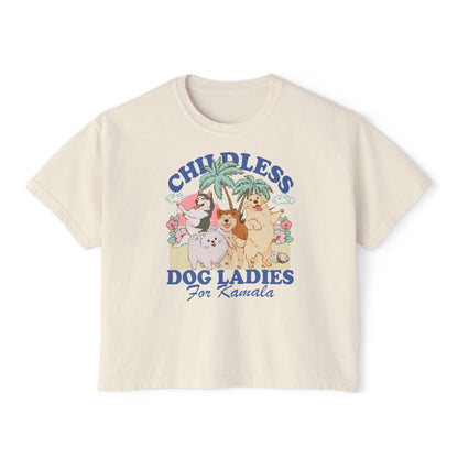 Childless dog lady for Kamala crop top | boxy tee | semi cropped | Childless dog ladies for Kamala | Kamala Coconut | Harris 2024 | feminist