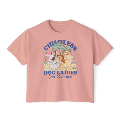 Childless dog lady for Kamala crop top | boxy tee | semi cropped | Childless dog ladies for Kamala | Kamala Coconut | Harris 2024 | feminist