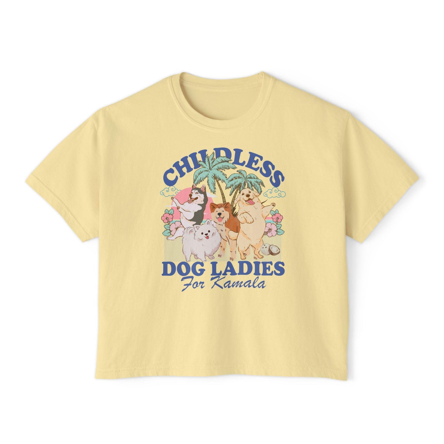 Childless dog lady for Kamala crop top | boxy tee | semi cropped | Childless dog ladies for Kamala | Kamala Coconut | Harris 2024 | feminist