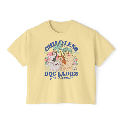 Childless dog lady for Kamala crop top | boxy tee | semi cropped | Childless dog ladies for Kamala | Kamala Coconut | Harris 2024 | feminist