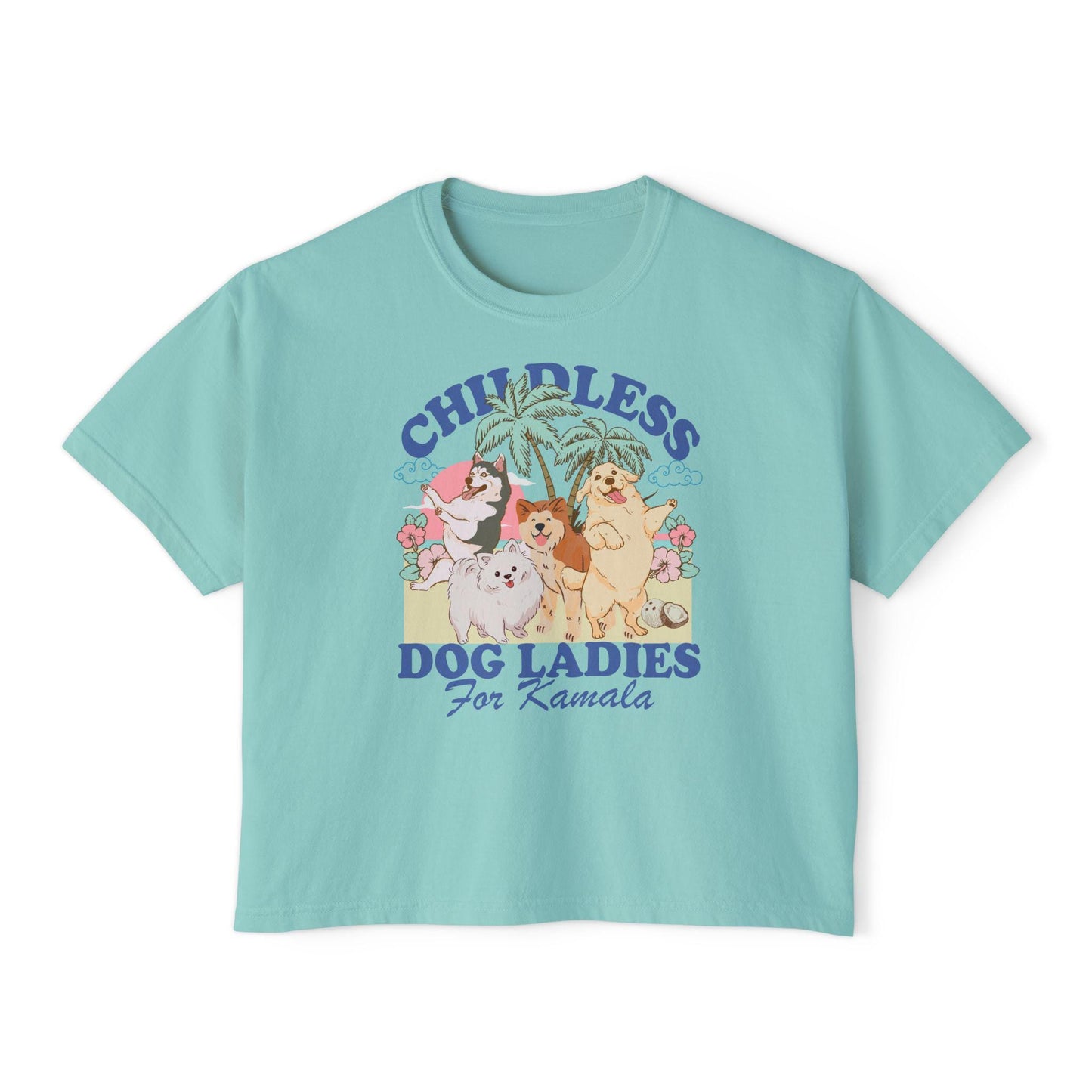 Childless dog lady for Kamala crop top | boxy tee | semi cropped | Childless dog ladies for Kamala | Kamala Coconut | Harris 2024 | feminist