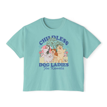 Childless dog lady for Kamala crop top | boxy tee | semi cropped | Childless dog ladies for Kamala | Kamala Coconut | Harris 2024 | feminist