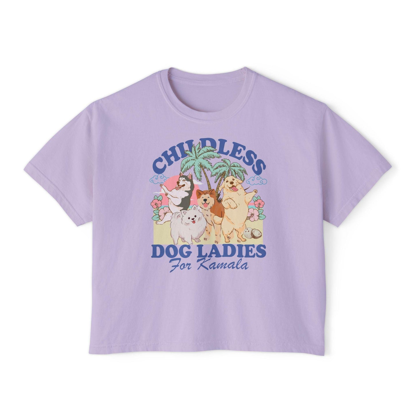 Childless dog lady for Kamala crop top | boxy tee | semi cropped | Childless dog ladies for Kamala | Kamala Coconut | Harris 2024 | feminist