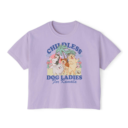 Childless dog lady for Kamala crop top | boxy tee | semi cropped | Childless dog ladies for Kamala | Kamala Coconut | Harris 2024 | feminist