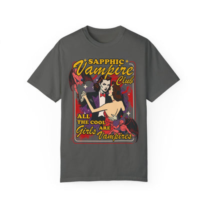Comfort Colors Sapphic vampire club | lesbian vampires | bisexual vampires | gay vampires | gay halloween gifts | feminist halloween | trans