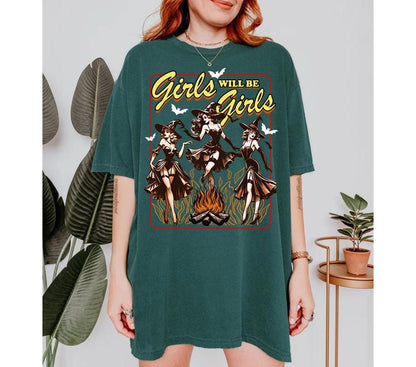 Girls will be girls witch shirt | feminist halloween shirt | burn the patriarchy | halloween witch | feminist witch | funny witch shirt |