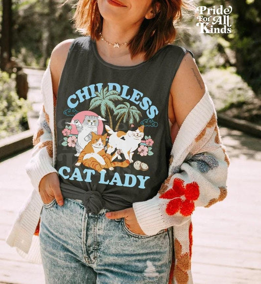 Childless cat lady tank top