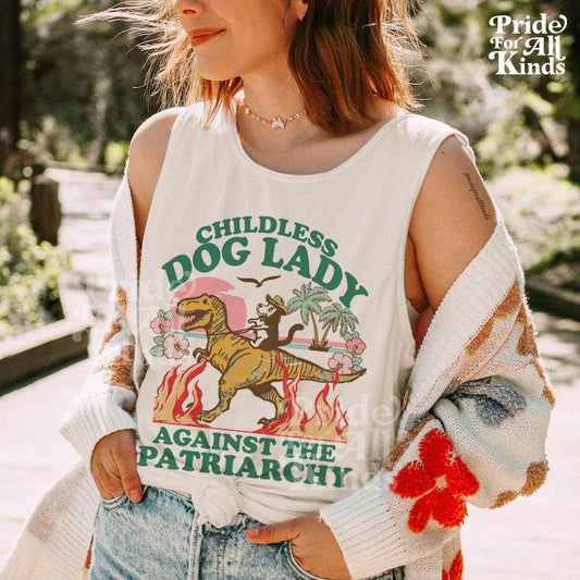 Childless dog lady | feminist tank top | childless dog lady for kamala | harris walz | corgi ladies | burn the patriarchy | lefist | pittie