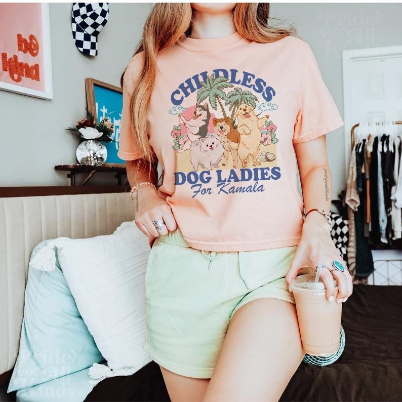 Childless dog lady for Kamala crop top | boxy tee | semi cropped | Childless dog ladies for Kamala | Kamala Coconut | Harris 2024 | feminist