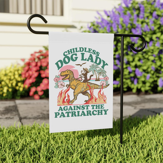 Childless dog lady garden flag | burn the patriarchy | subtle campaign | Kamala Harris yard sign | Kamala Harris flag | Harris walz yard