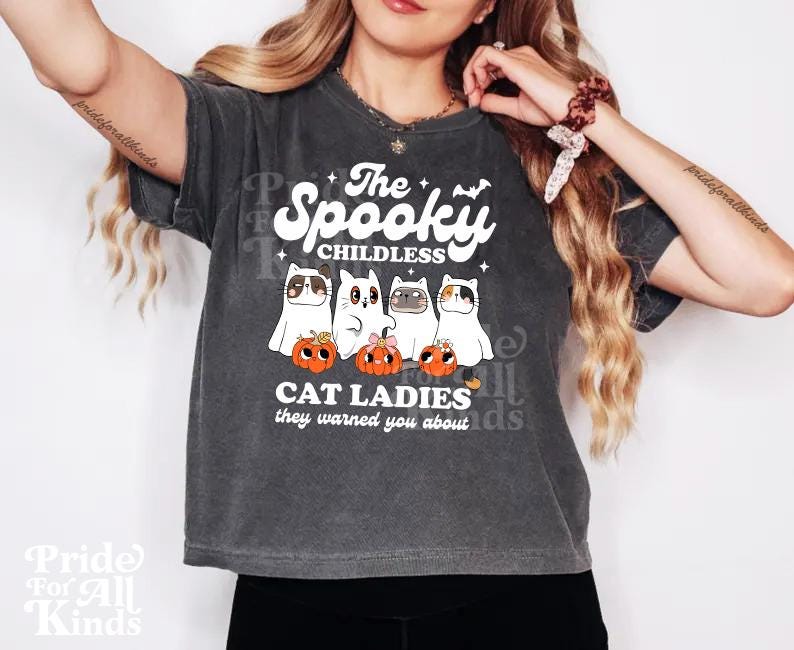 The spooky childless cat lady | halloween cat ghost | subtle kamala harris | childless cat ladies for kamala | subtle campaign | harris walz