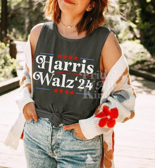 Harris Walz tank top | Feminist tank top | stop project 2025 | cat lady kamala | social democrat | leftist | anti trump gifts | coconut