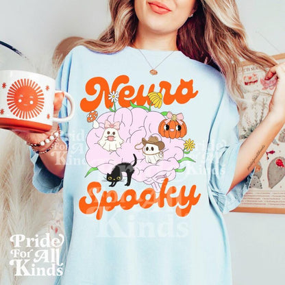 Neurospooky | neurodiversity halloween | autism halloween | autism mom shirt | sped teacher halloween | bcba | audhd | overstimulated | aac