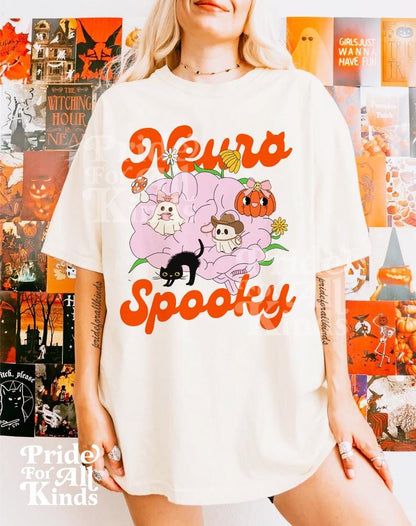 Neurospooky | neurodiversity halloween | autism halloween | autism mom shirt | sped teacher halloween | bcba | audhd | overstimulated | aac